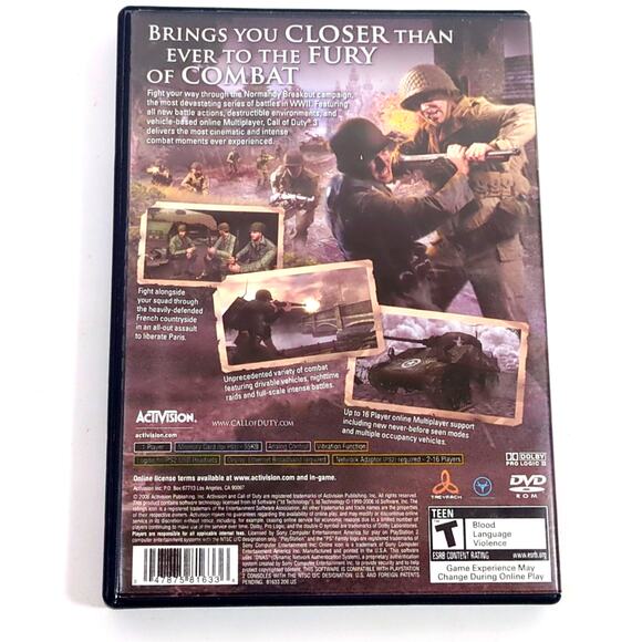 Call of Duty 3 PS2 Game Complete CIB Manual Sony PlayStation 2 WWII FPS - Picture 2 of 3